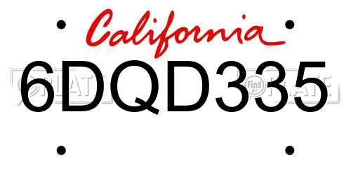 6DQD335 California License Plate