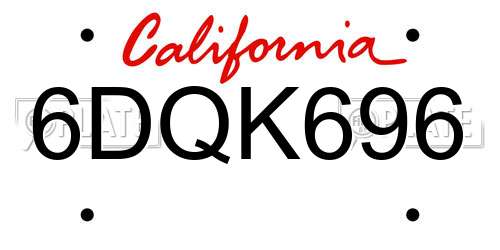 6DQK696 California License Plate