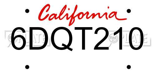 6DQT210 California License Plate