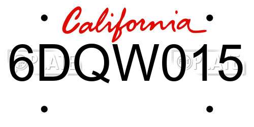 6DQW015 California License Plate