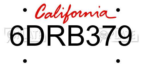 6DRB379 California License Plate