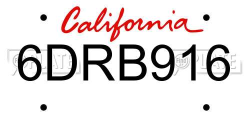 6DRB916 California License Plate