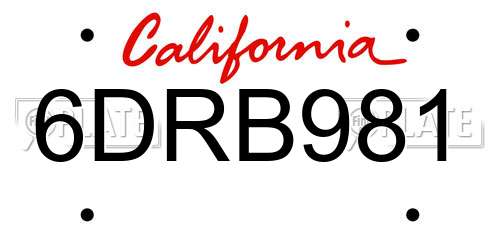 6DRB981 California License Plate