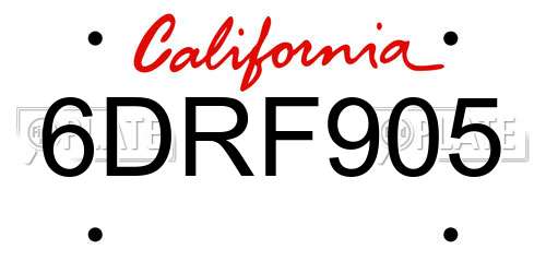 6DRF905 California License Plate