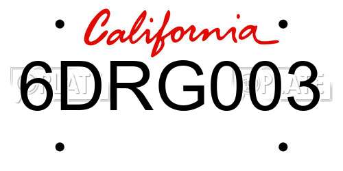 6DRG003 California License Plate