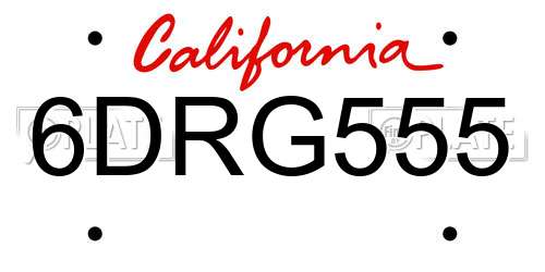 6DRG555 California License Plate
