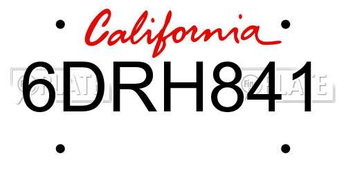 6DRH841 California License Plate