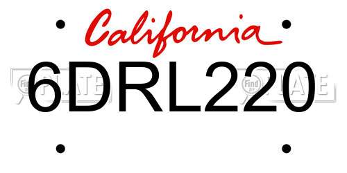 6DRL220 California License Plate