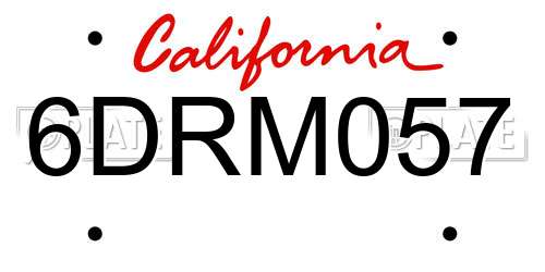 6DRM057 California License Plate
