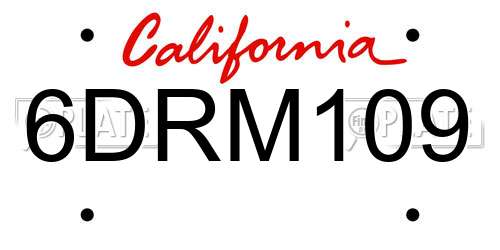 6DRM109 California License Plate