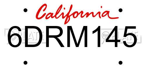 6DRM145 California License Plate