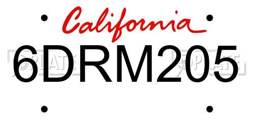 6DRM205 California License Plate