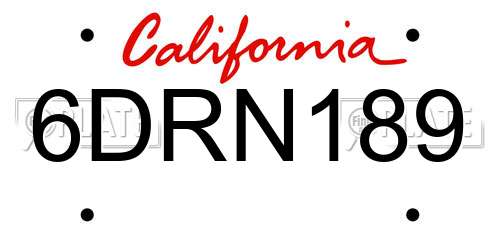 6DRN189 California License Plate