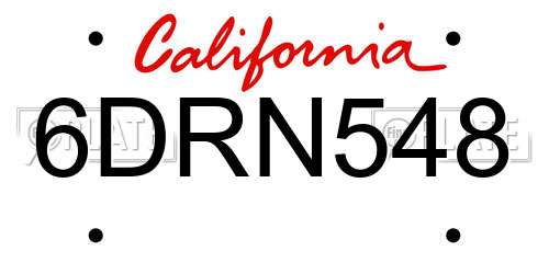 6DRN548 California License Plate