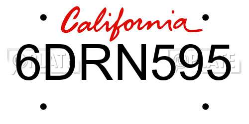 6DRN595 California License Plate