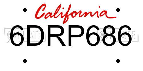 6DRP686 California License Plate