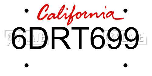 6DRT699 California License Plate
