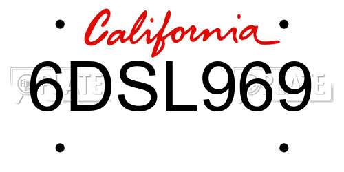 6DSL969 California License Plate