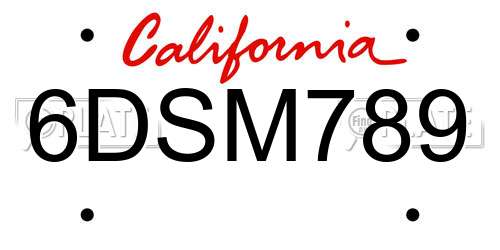 6DSM789 California License Plate