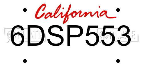 6DSP553 California License Plate