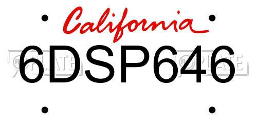 6DSP646 California License Plate