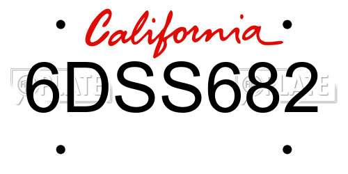 6DSS682 California License Plate