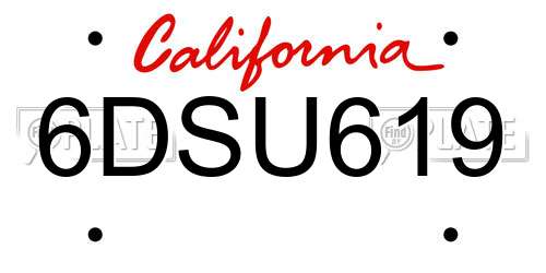 6DSU619 California License Plate