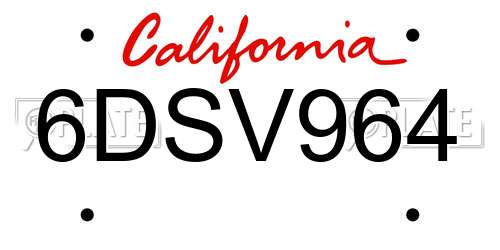 6DSV964 California License Plate