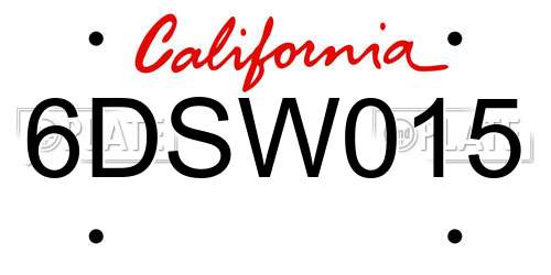 6DSW015 California License Plate