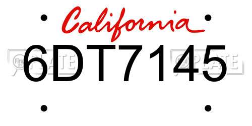 6DT7145 California License Plate