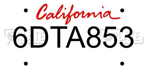6DTA853 California License Plate