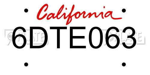 6DTE063 California License Plate