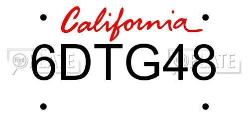 6DTG48 California License Plate