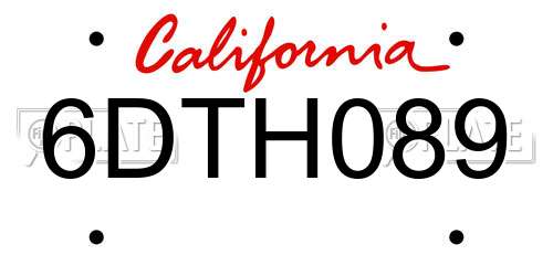 6DTH089 California License Plate