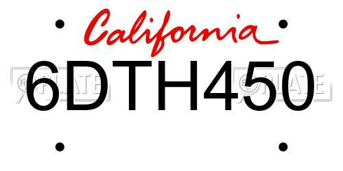 6DTH450 California License Plate