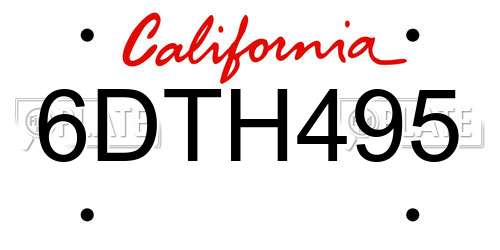 6DTH495 California License Plate