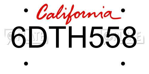 6DTH558 California License Plate