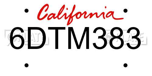 6DTM383 California License Plate