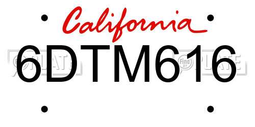 6DTM616 California License Plate