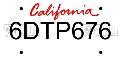 6DTP676 California License Plate