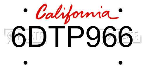 6DTP966 California License Plate