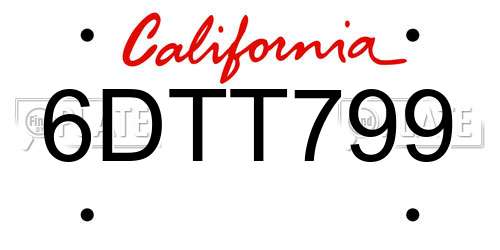 6DTT799 California License Plate