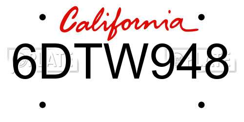 6DTW948 California License Plate
