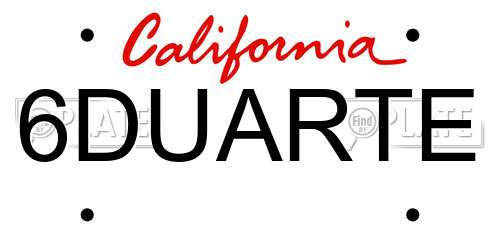 6DUARTE California License Plate