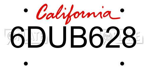 6DUB628 California License Plate