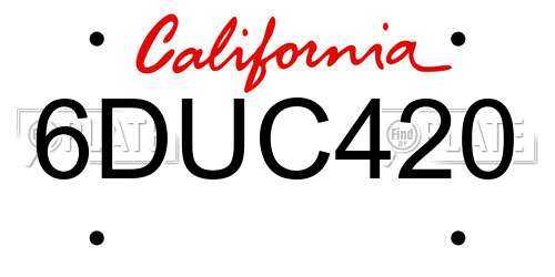 6DUC420 California License Plate