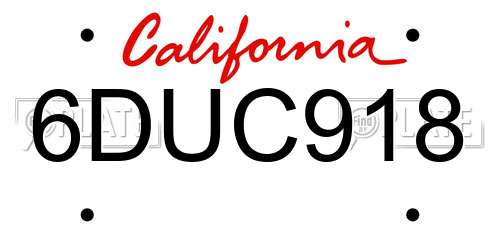 6DUC918 California License Plate
