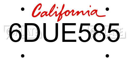 6DUE585 California License Plate