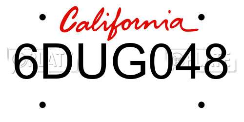 6DUG048 California License Plate