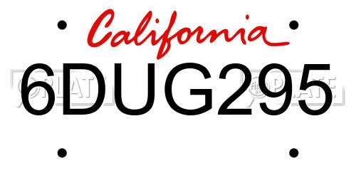 6DUG295 California License Plate